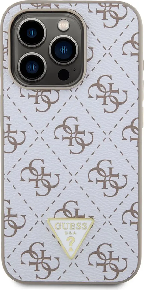 Guess 4G Triangle Logo Hoesje iPhone 15 Pro - Wit