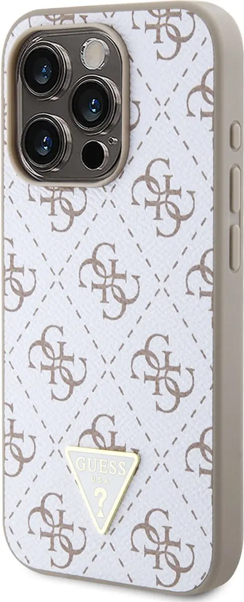 Guess 4G Triangle Logo Hoesje iPhone 15 Pro - Wit