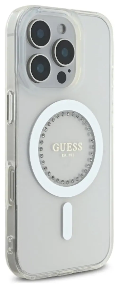 Guess iPhone 16 Pro Hoesje - MagSafe - IML Crystals - Wit - afbeelding 6 van 6