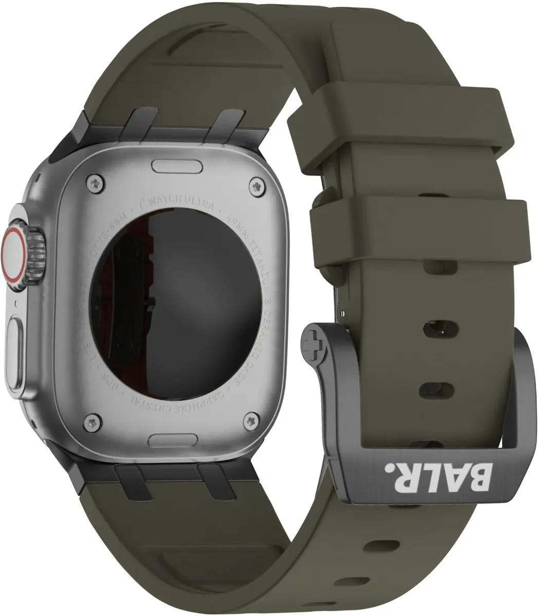 BALR Liquid Siliconen Bandje Apple Watch 44/45/49mm - Bruin/Zwart