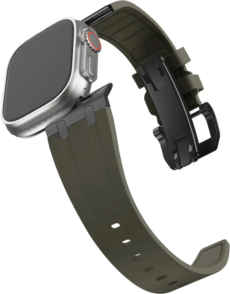 BALR Liquid Siliconen Bandje Apple Watch 44/45/49mm - Bruin/Zwart