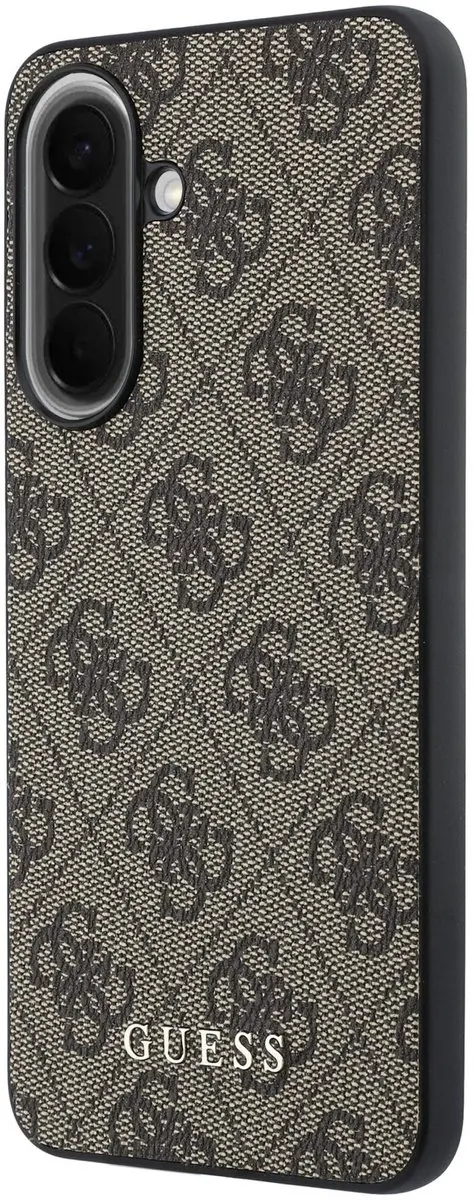 GUESS Hoesje Samsung Galaxy A57 - Bruin - 4G Print & Gouden Bedel
