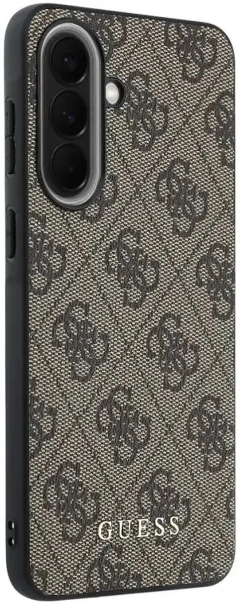 GUESS Hoesje Samsung Galaxy A57 - Bruin - 4G Print & Gouden Bedel