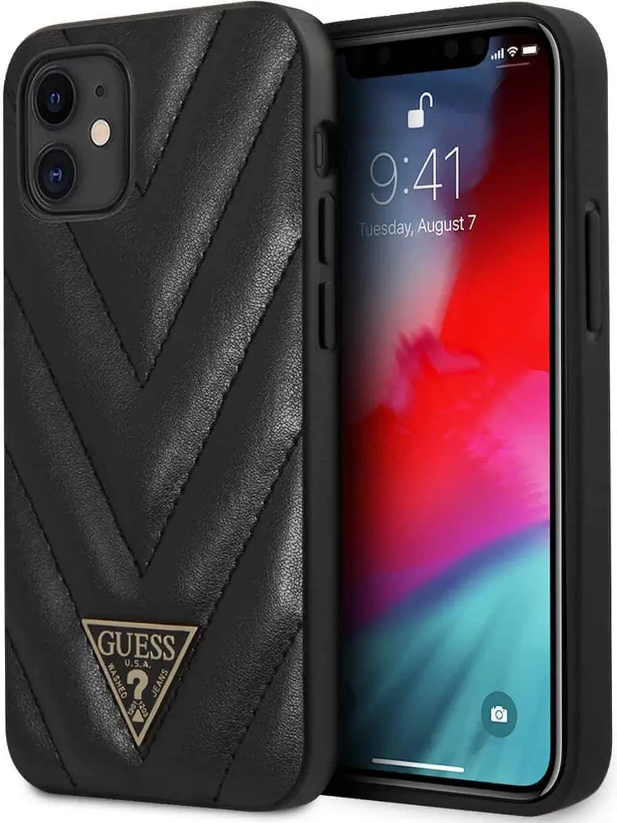 GUESS iPhone 12 Mini Hoesje - Effen Zwart - 6082