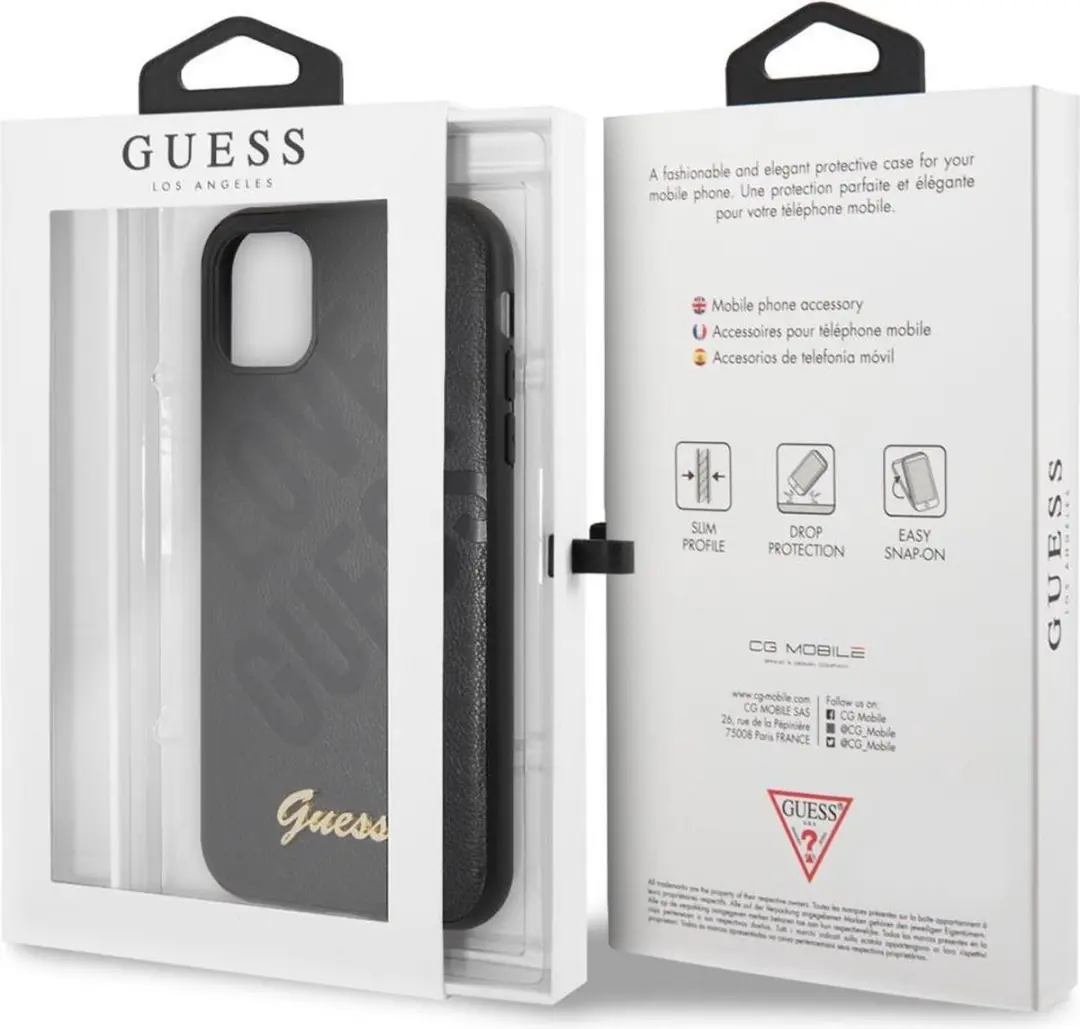 GUESS iPhone 12 Mini Hoesje - Effen Zwart - 6082