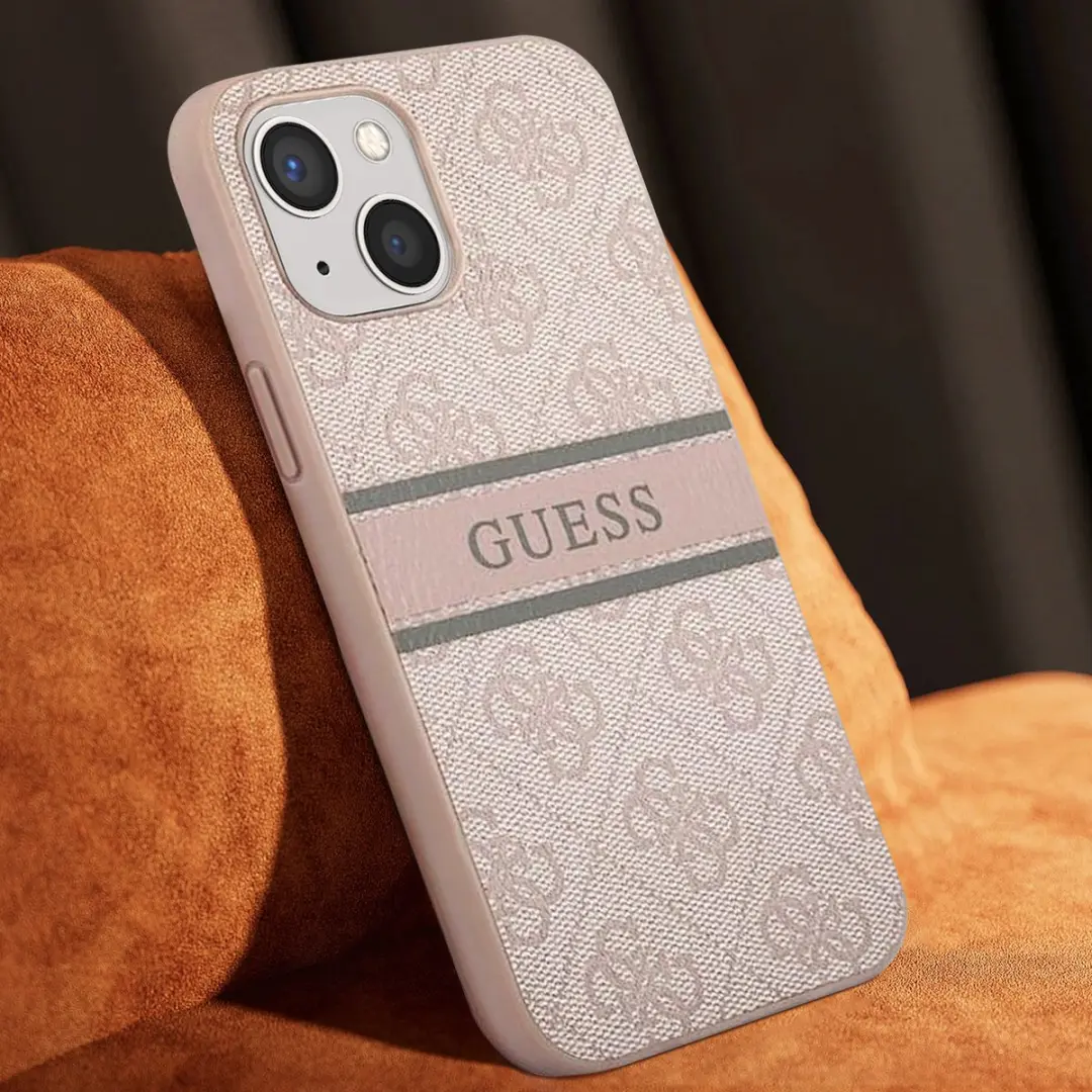 Guess Hardcase Backcover iPhone 13 Mini - Roze Stripe - 3666339023676