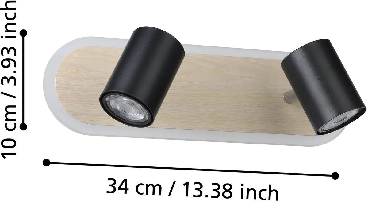 Eglo Rimbocchi Spot LED 34cm - Zwart/Bruin - Dimbaar
