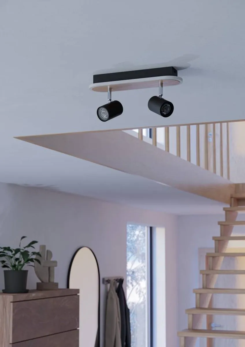 Eglo Rimbocchi Spot LED 34cm - Zwart/Bruin - Dimbaar