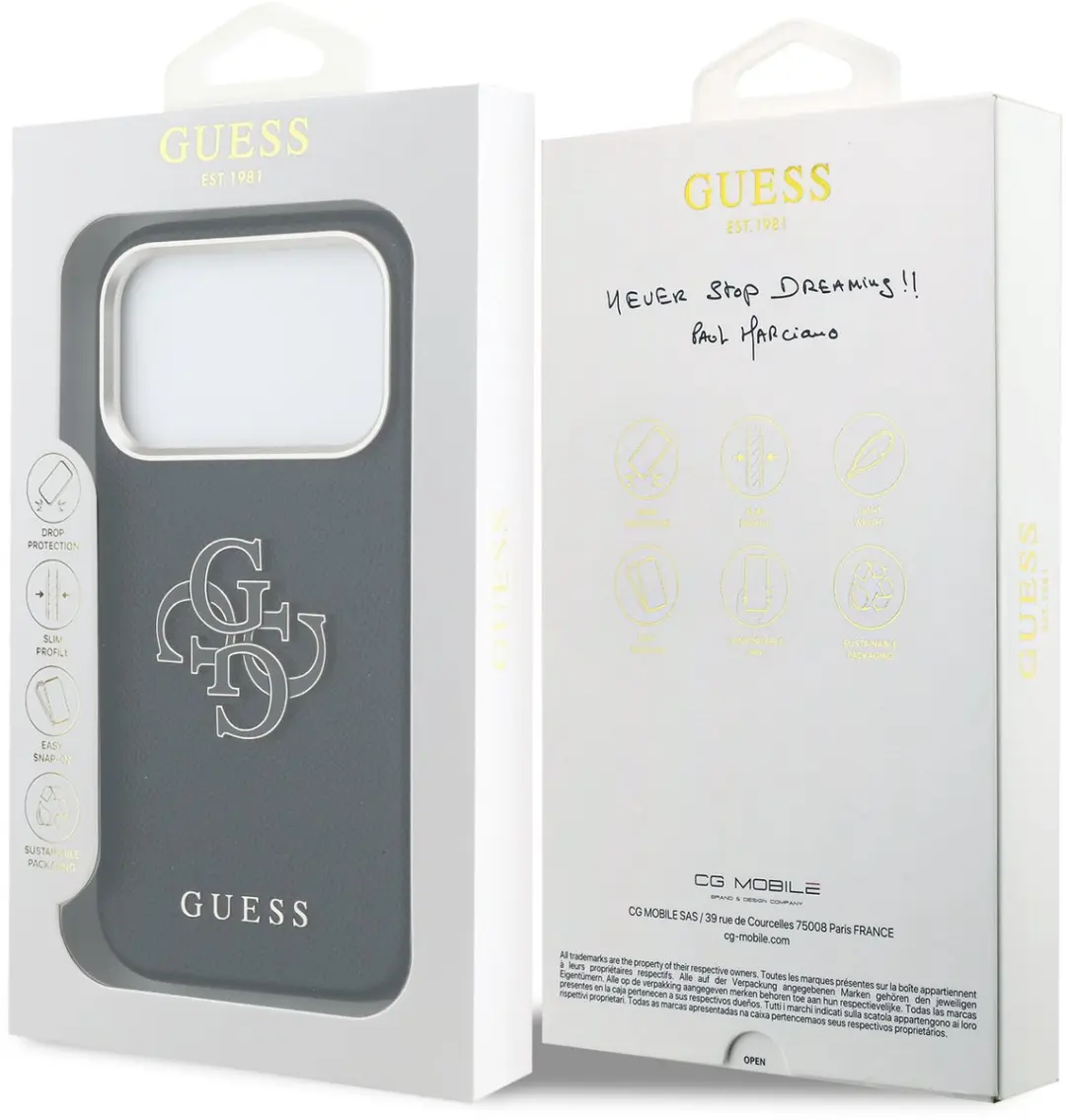 Guess PU Resin Logo Backcover 14933 - iPhone 17 Pro Max - Zwart