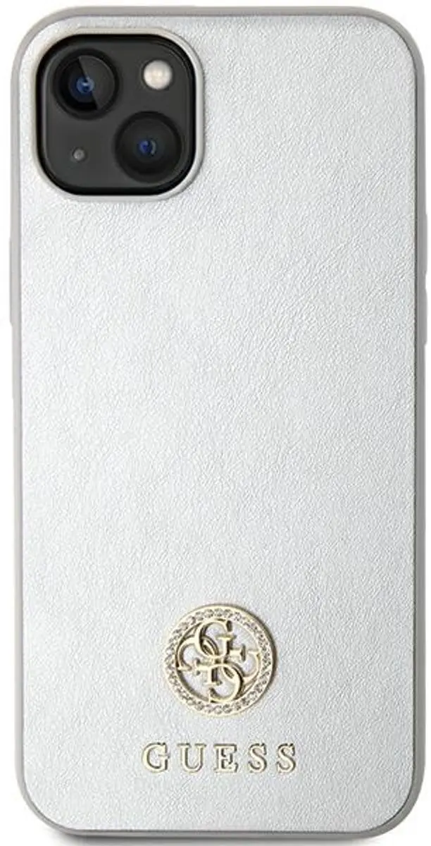 GUESS 4G Strass Metal Logo Back Case - iPhone 15 Plus - Zilver