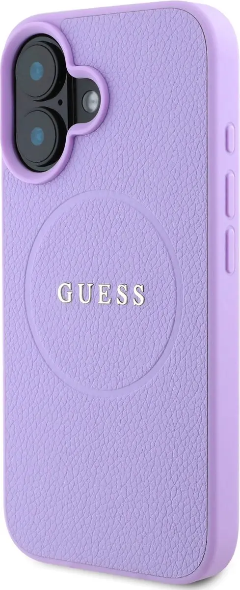GUESS Hoesje iPhone 16 MagSafe Paars - Gekorrelde textuur