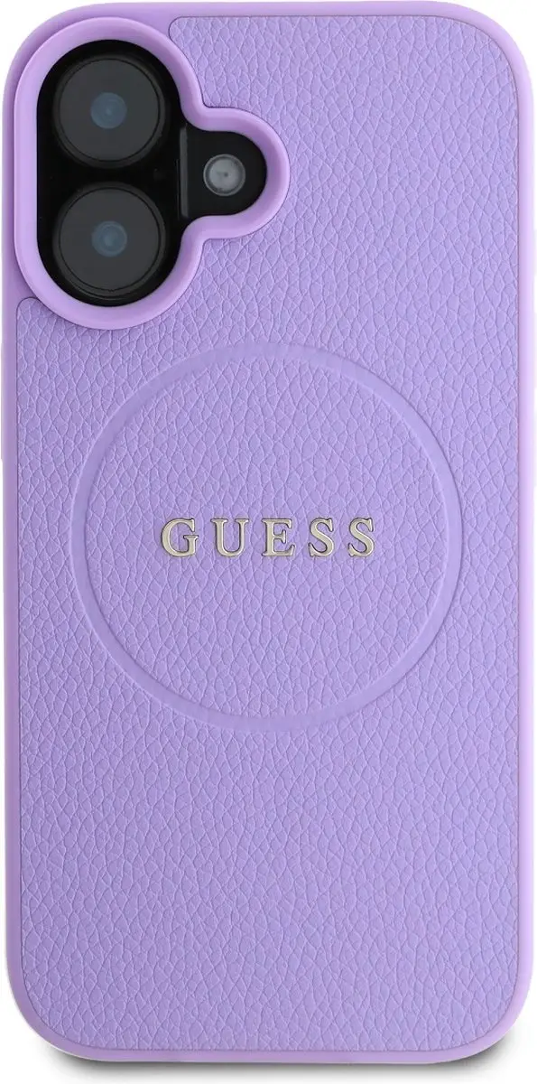 GUESS Hoesje iPhone 16 MagSafe Paars - Gekorrelde textuur
