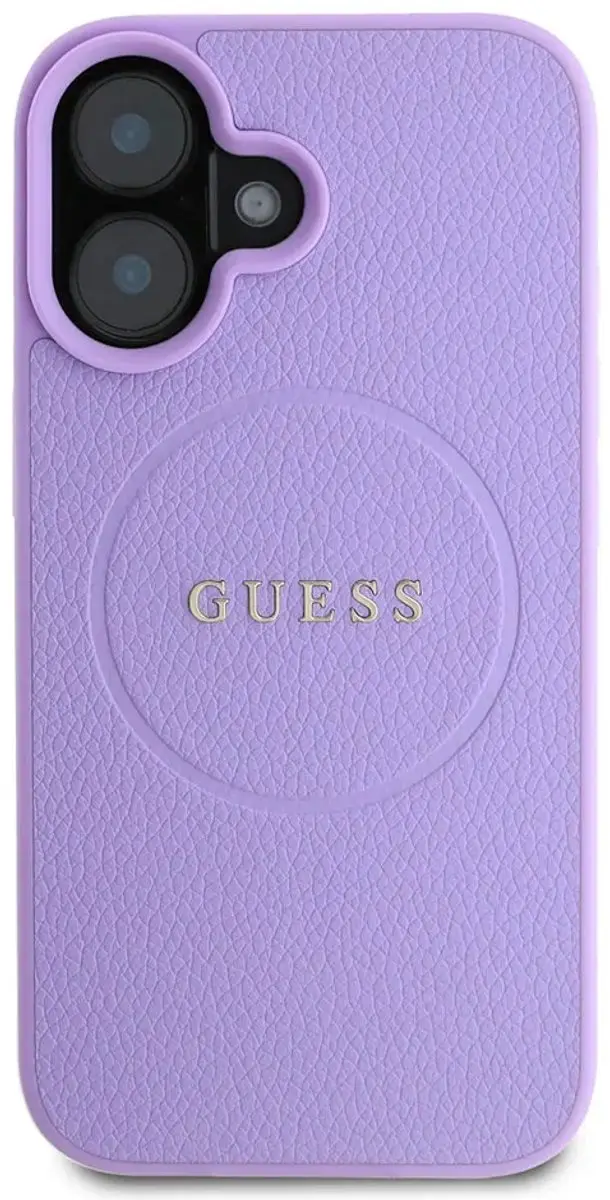 GUESS Hoesje iPhone 16 MagSafe Paars - Gekorrelde textuur