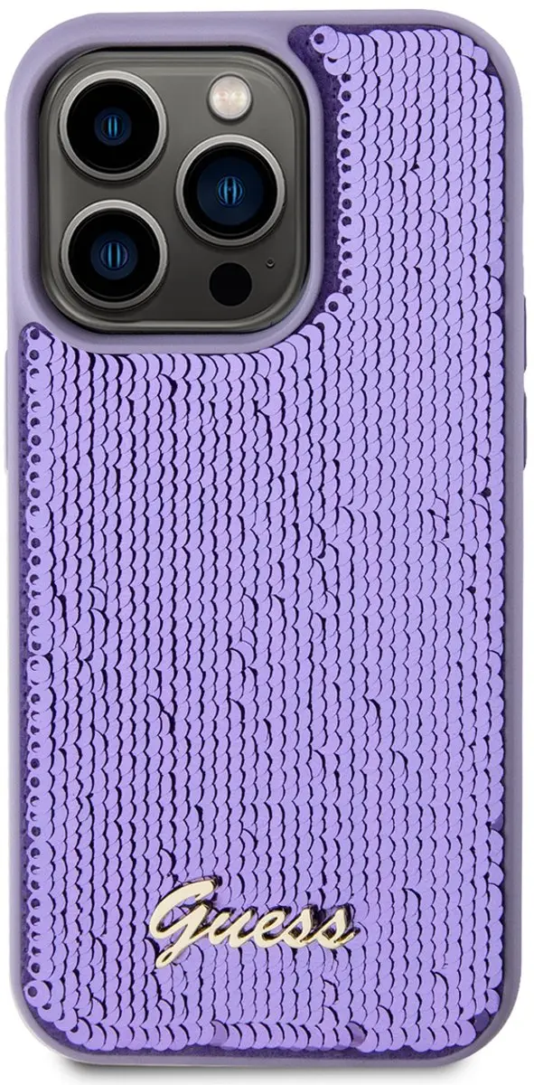 Guess Sequins Back Case iPhone 14 Pro - Paars GUHCP14LPSFDGSU