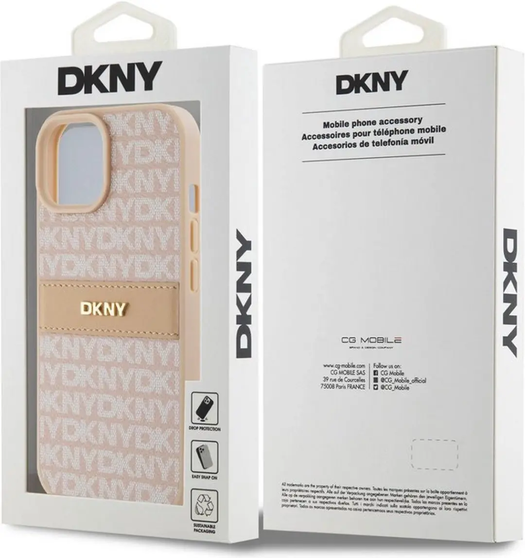 DKNY Textured Tonal Stripe Back Case - iPhone 15 Roze
