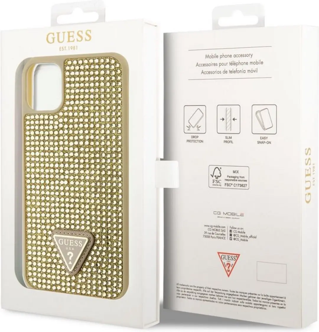 Guess Goud iPhone 11/XR Hoesje - Rhinstones Logo