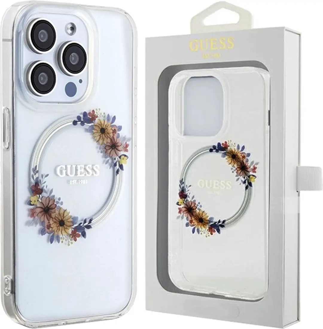 GUESS Glossy Ring Back Case MagSafe iPhone 15 Pro Max - Transparant - afbeelding 6 van 6