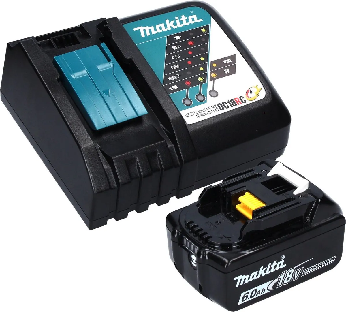 Makita DGA 504 Haakse Slijper 18V 125mm - Borstelloos - 6.0Ah - met accu & lader