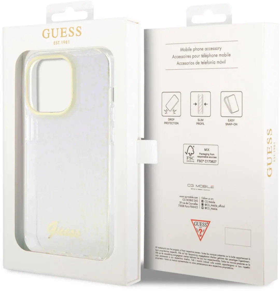 Guess IML Case iPhone 15 Pro - Blauw Disco Patroon