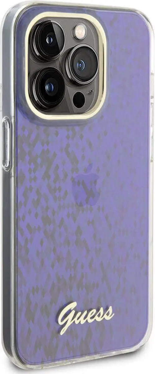 Guess IML Case iPhone 15 Pro - Blauw Disco Patroon