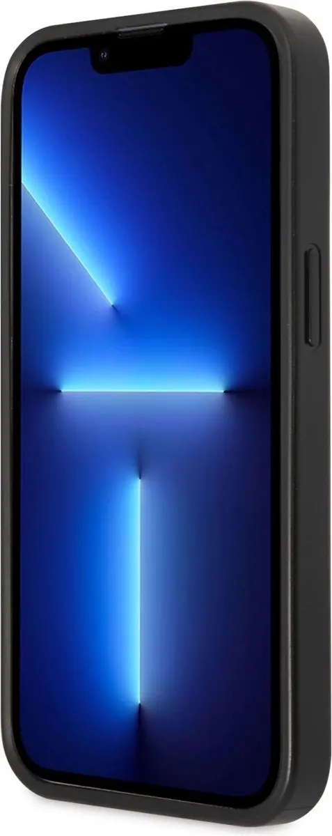 Guess Saffiano Double Card Hoesje iPhone 13 Pro - Zwart