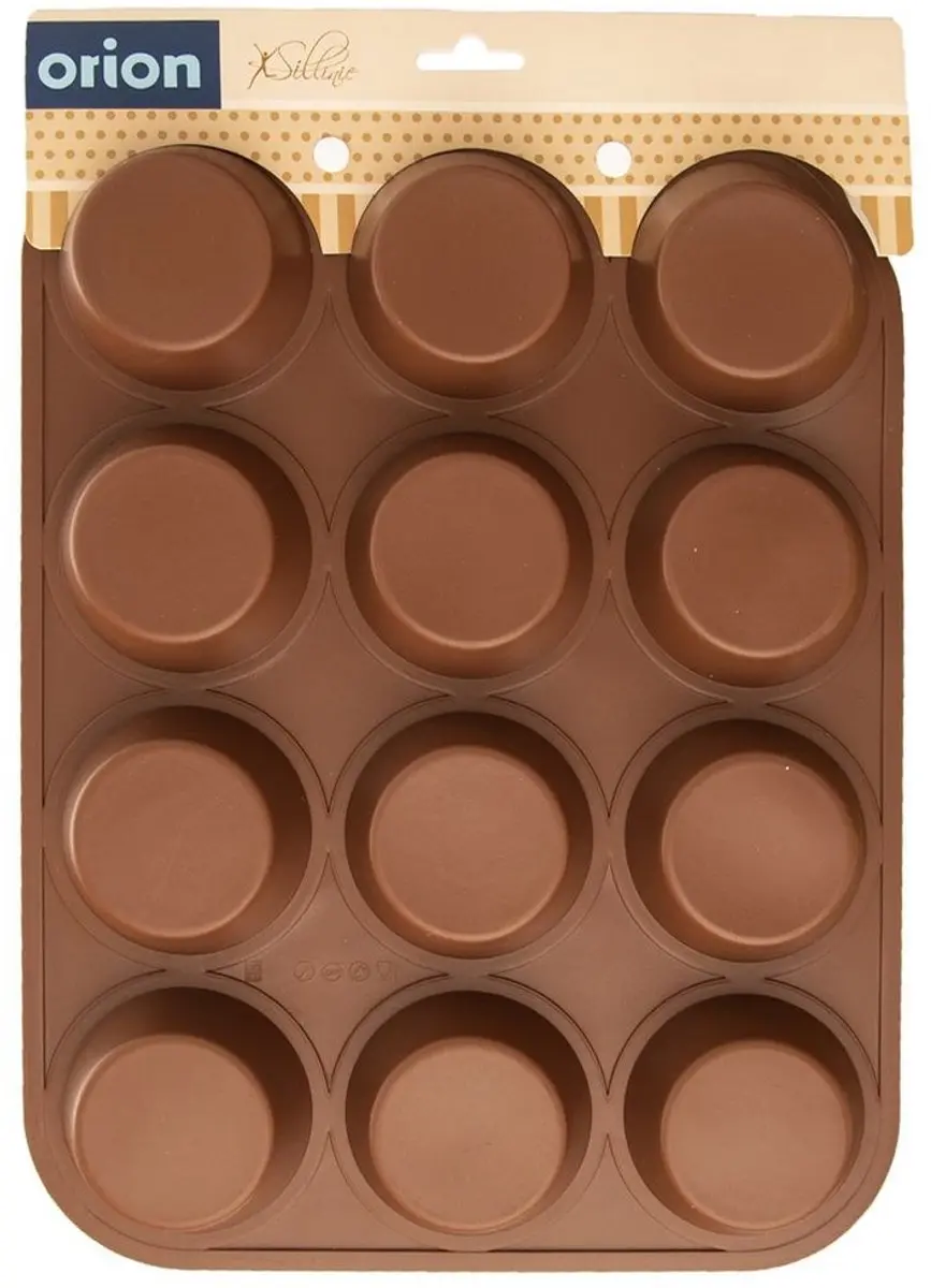 Orion Silikon Muffinbakvorm Rechthoekig 32,5x25x3cm - Bruin