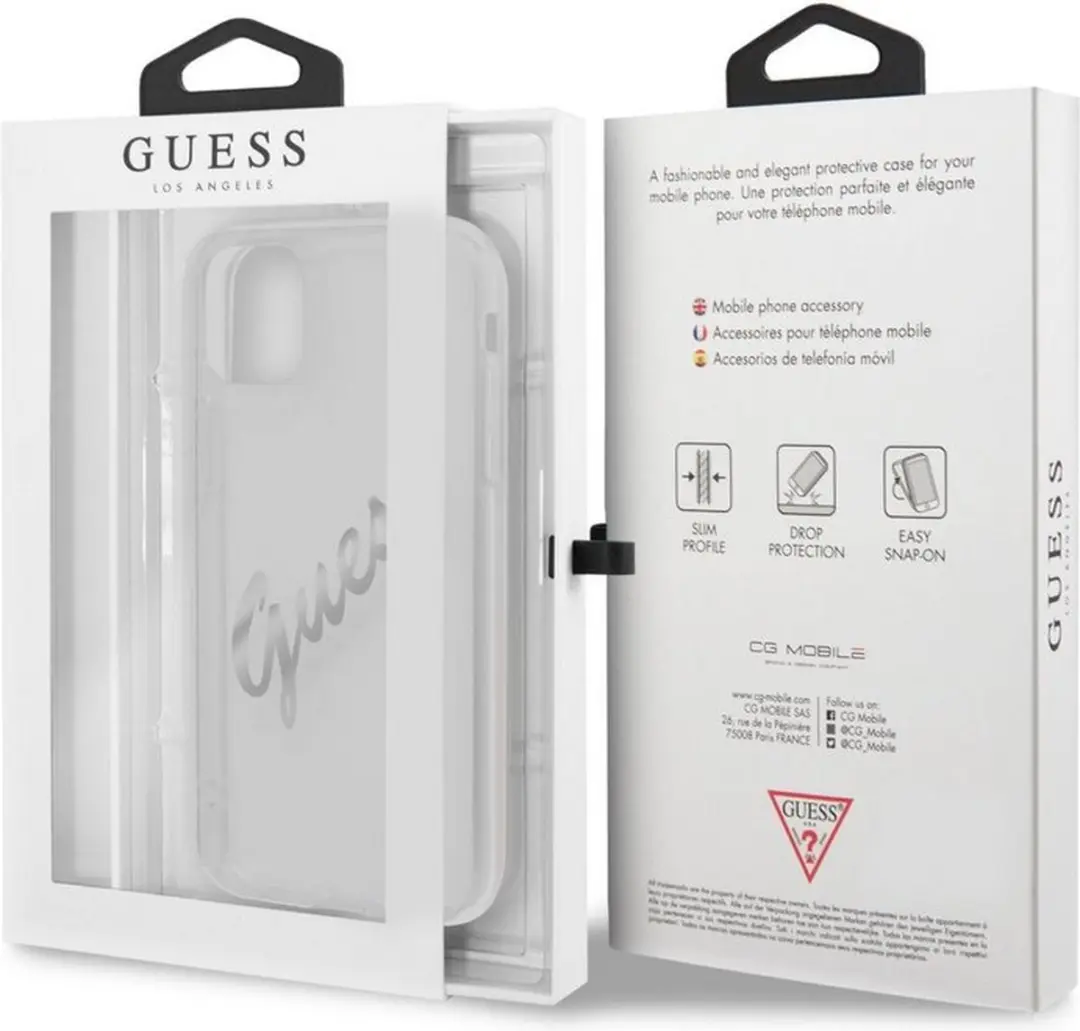 Guess Vintage Transparent Hoes iPhone 11 - Zilver