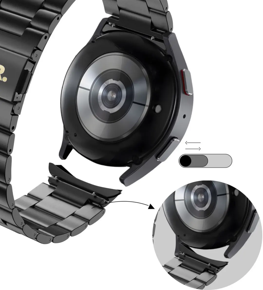 BALR Titanium Band Zwart - Samsung Galaxy Watch 4/5/6