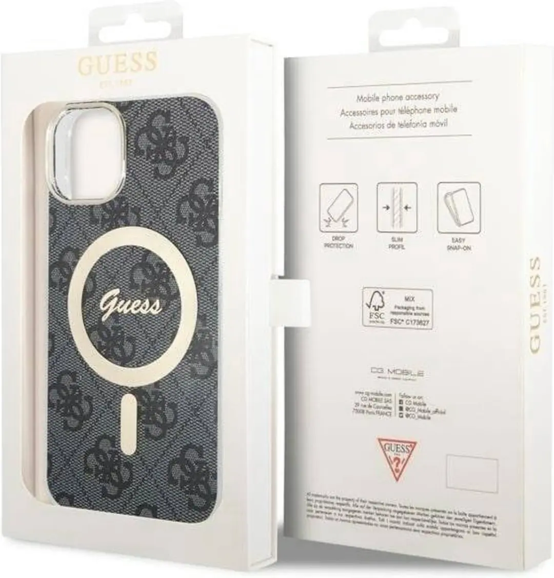 GUESS 4G Back Case MagSafe iPhone 14 Plus - Zwart