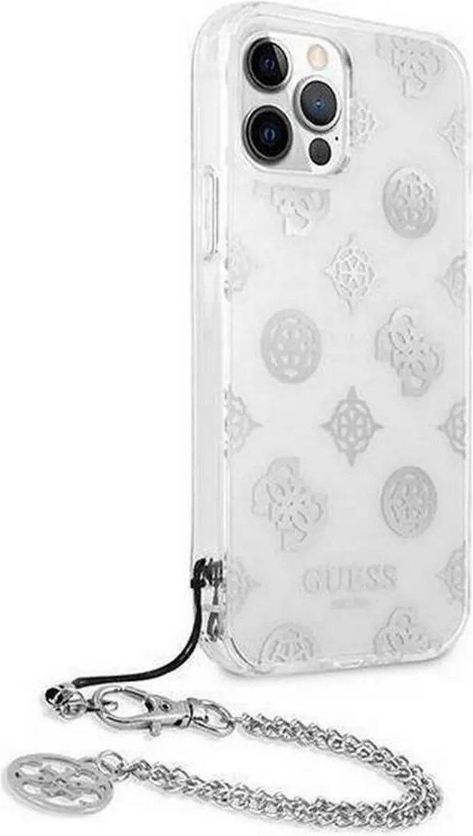 GUESS Peony Back Case met Strap - iPhone 12/12 Pro Zilver