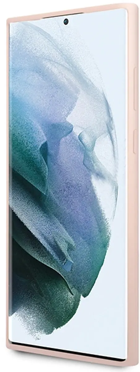 Guess Hoesje Siliconen Gold Logo Roze - Samsung Galaxy S23 Ultra - 3666339115043