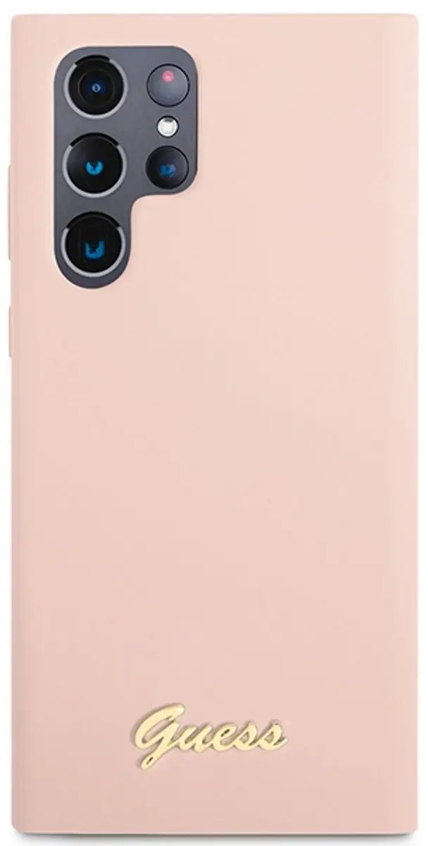 Guess Hoesje Siliconen Gold Logo Roze - Samsung Galaxy S23 Ultra - 3666339115043