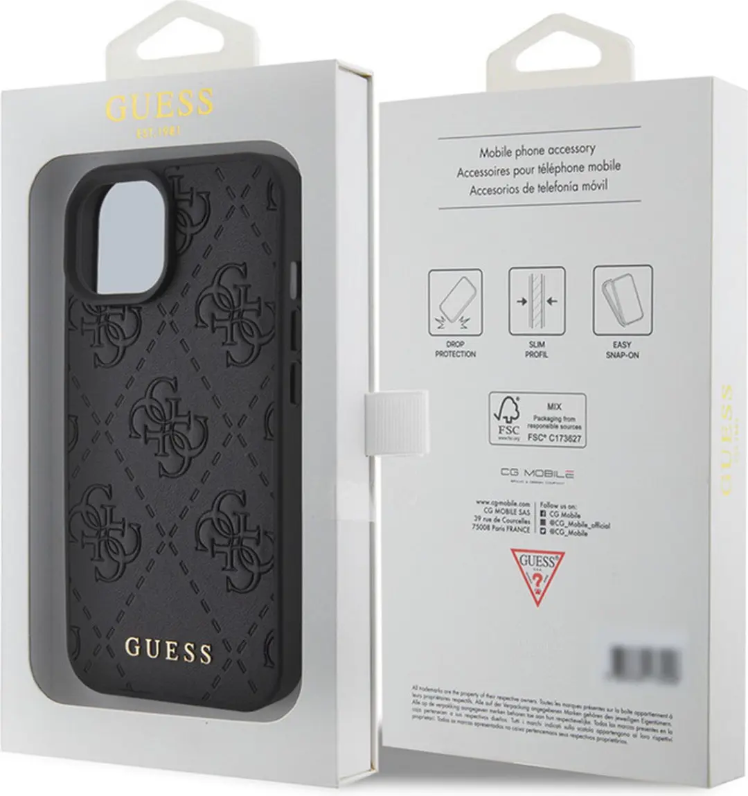 GUESS 4G Stamped Hoesje - Apple iPhone 15 - Zwart