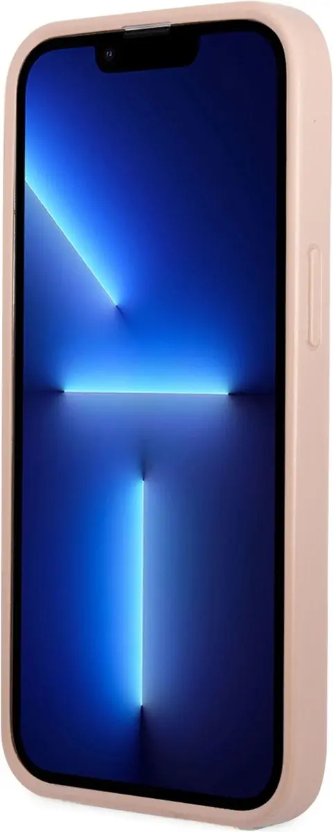 GUESS Saffiano Double Card Hoesje iPhone 13 Mini - Roze