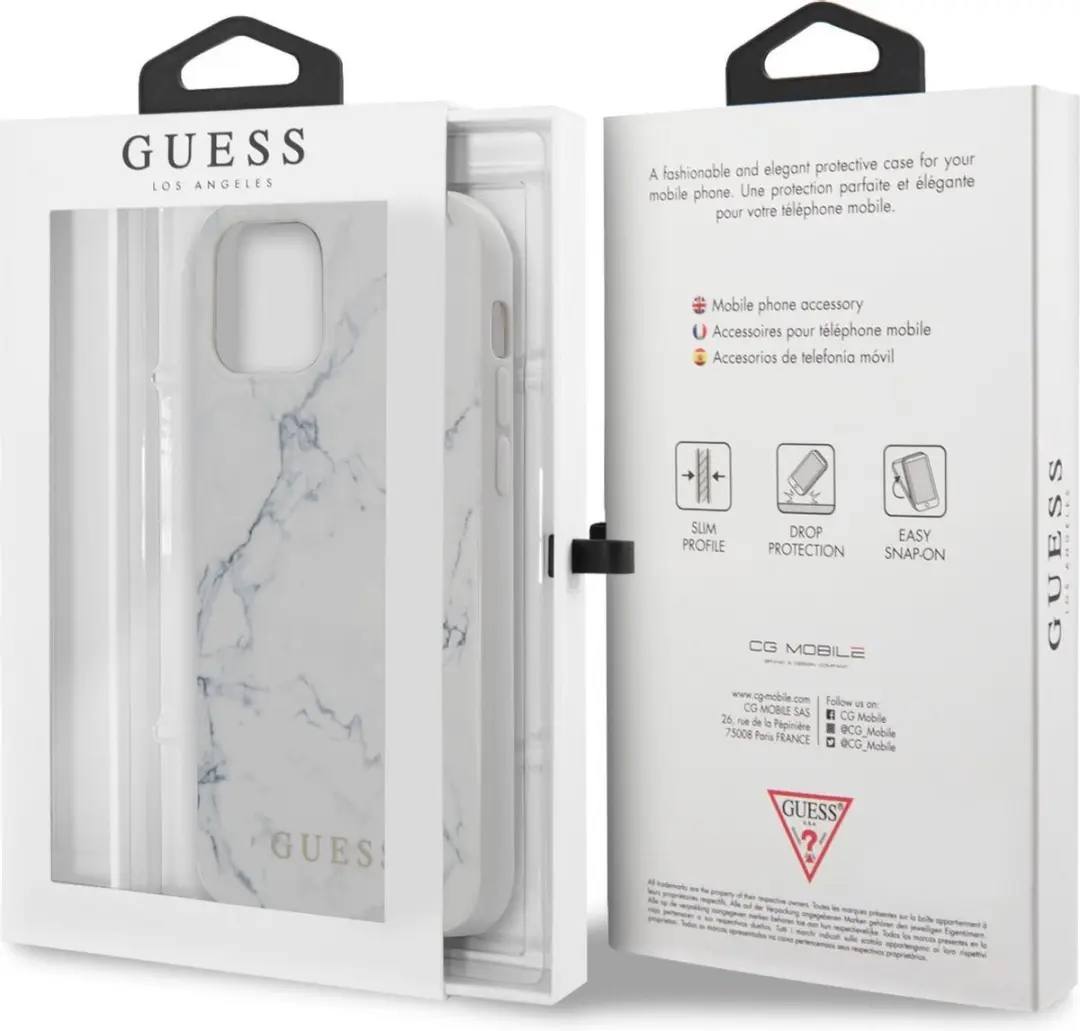 Guess Marble Hard Case iPhone 12 Pro Max - Wit