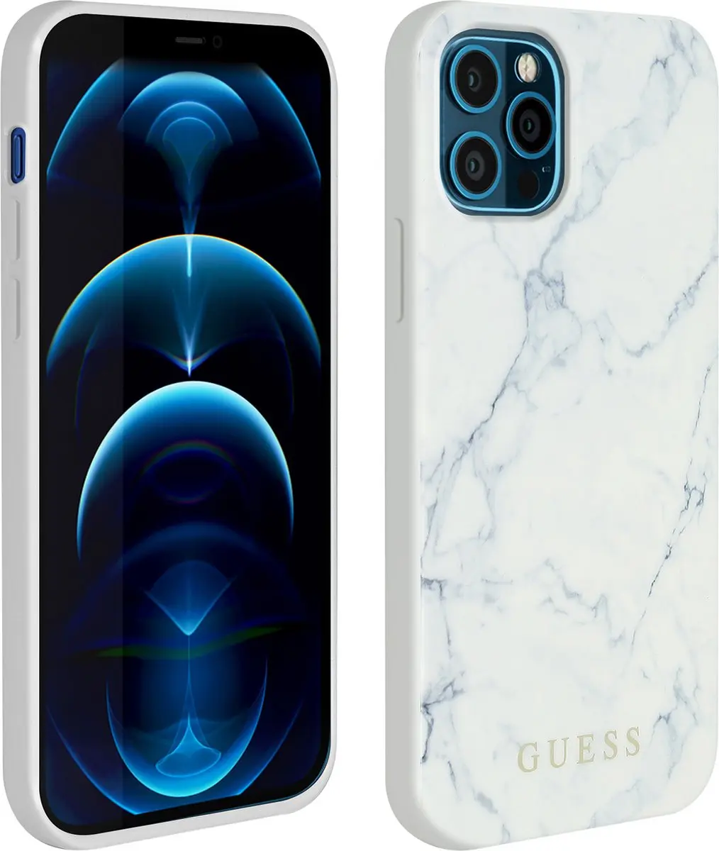 Guess Marble Hard Case iPhone 12 Pro Max - Wit