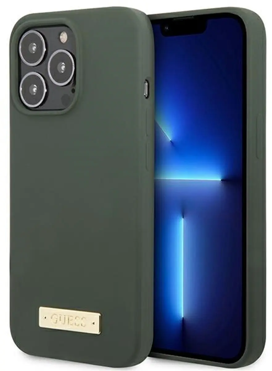GUESS Silicone Logo Plate Hoesje iPhone 13 Pro Max