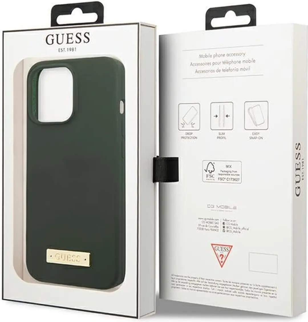 GUESS Silicone Logo Plate Hoesje iPhone 13 Pro Max - MagSafe - Groen/Khaki - afbeelding 6 van 6