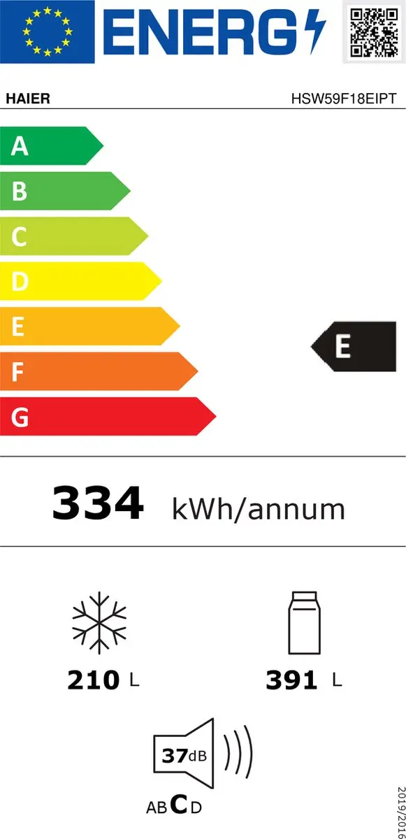 Haier HSW59F18EIPT Vrijstaand Koelkast 601L - Zwart