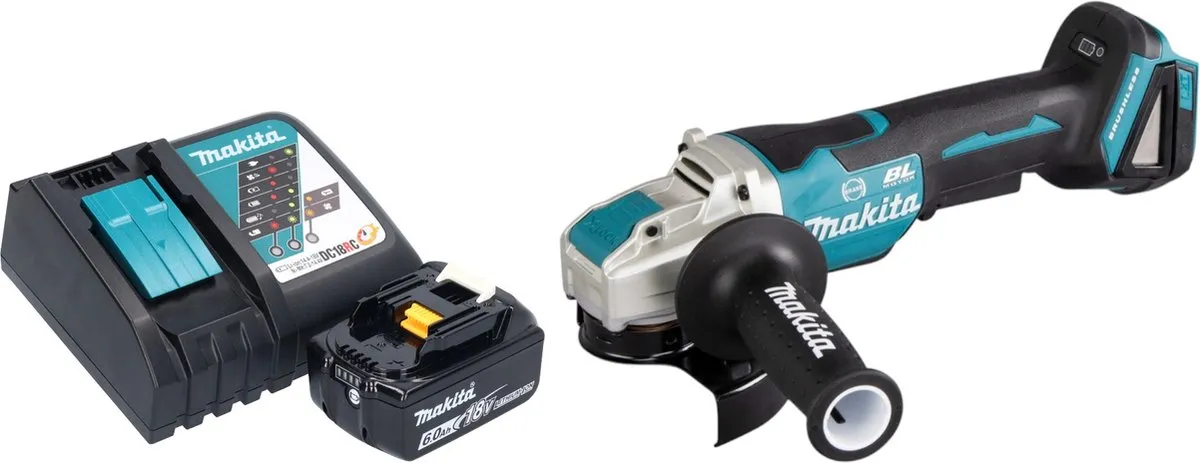 Makita DGA520 RG1X1 Haakse Slijper 18V 125mm X-LOCK Brushless