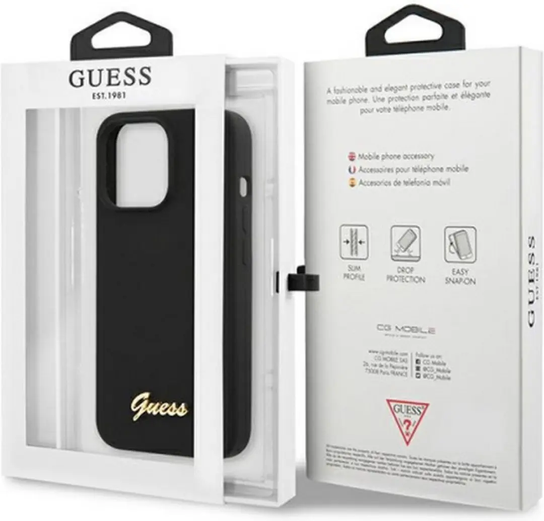 GUESS Silicone Retro Back Case Zwart - iPhone 13 Pro Max
