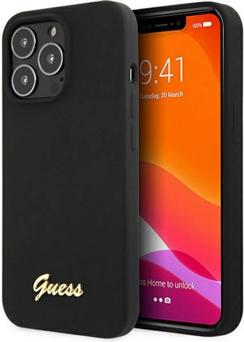 GUESS Silicone Retro Back Case Zwart