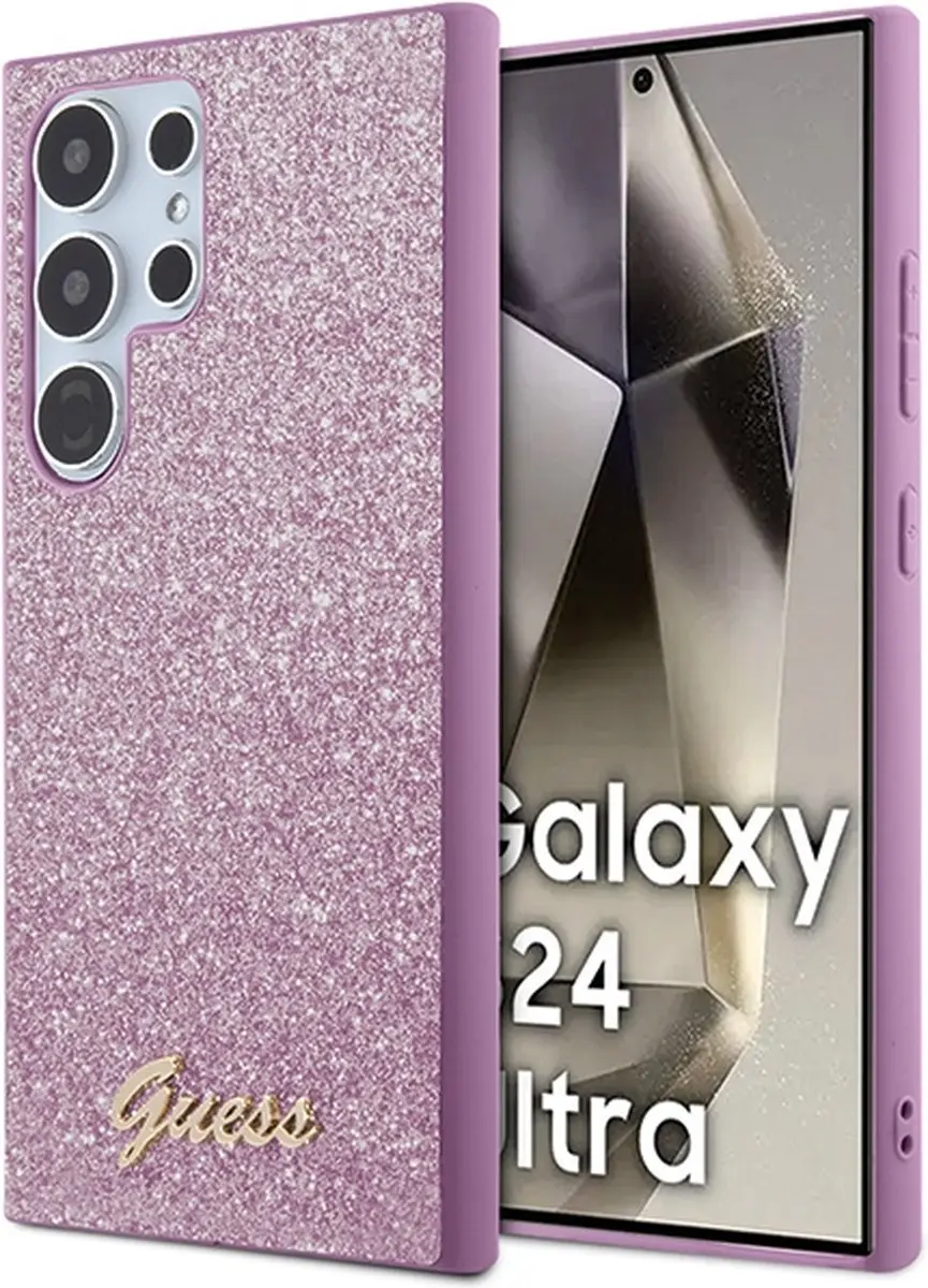 GUESS Glitter Back Case Samsung Galaxy S24 Ultra - Paars