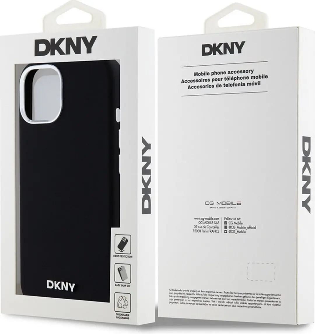DKNY Silicone Metal Logo Back Case - iPhone 15 MagSafe - Zwart - afbeelding 6 van 6