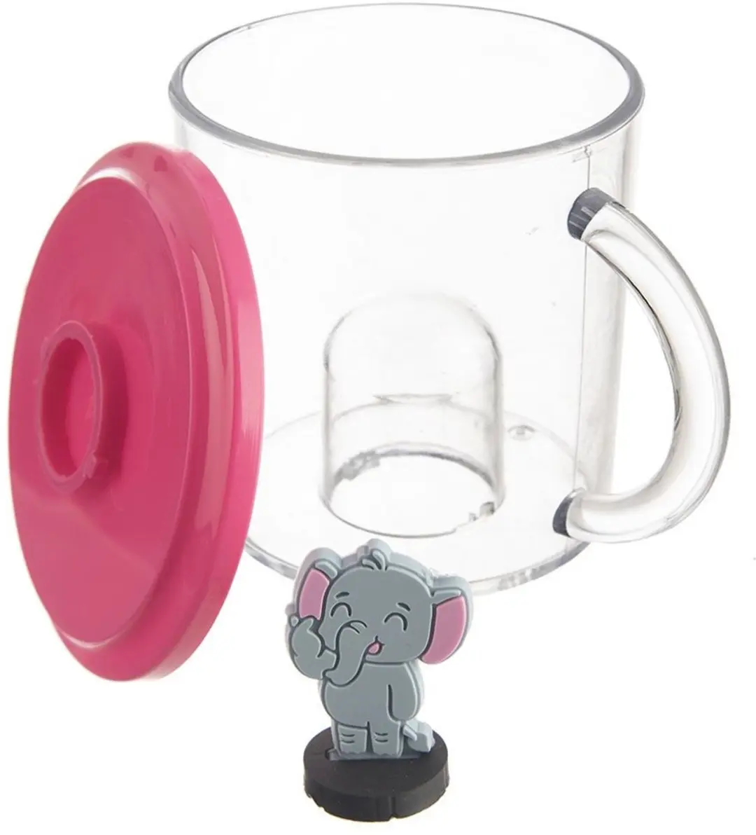 Orion Kinderbeker 240ml - Olifant - BPA-vrij - Transparant/Rozig