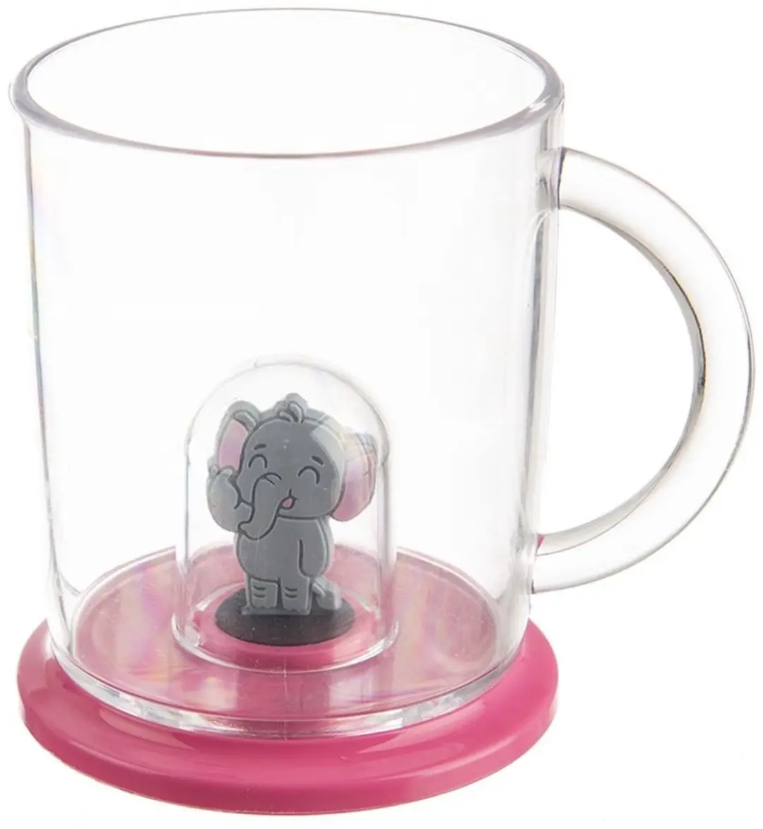 Orion Kinderbeker 240ml - Olifant - BPA-vrij - Transparant/Rozig