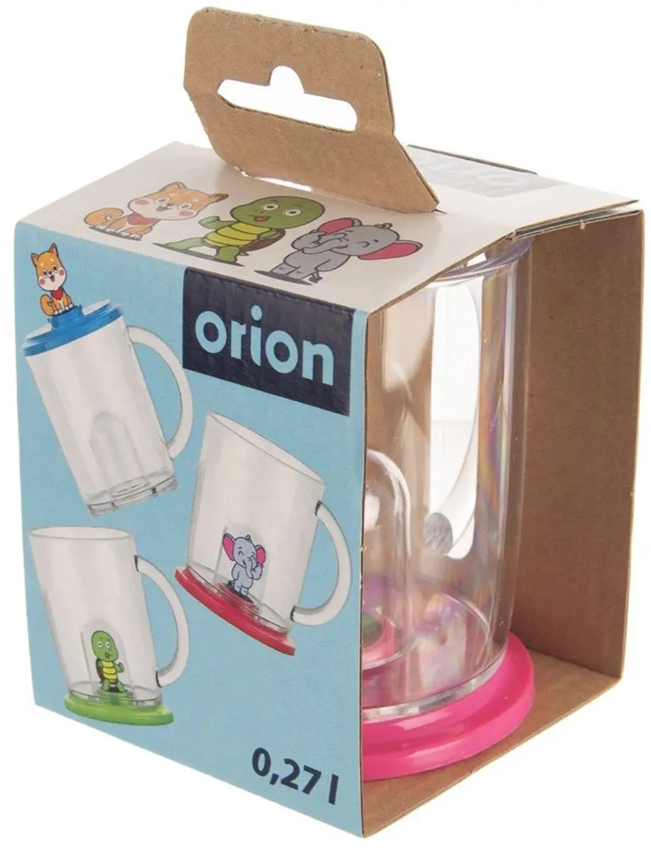 Orion Kinderbeker 240ml - Olifant - BPA-vrij - Transparant/Rozig