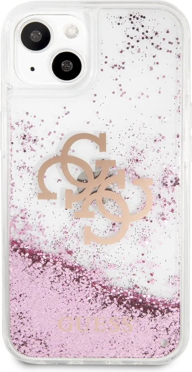 GUESS iPhone 13 Mini Hoesje - Glitter Roze - 3666339024673 - afbeelding 6 van 6