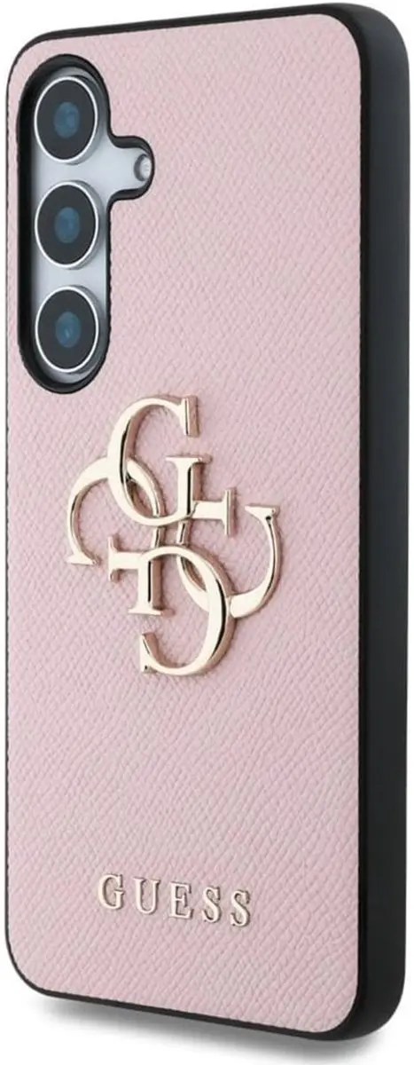 Guess 4G Metal Logo Saffiano Hoesje - Samsung Galaxy S25 Plus - Roze - GUHCS25MPGT4MBP
