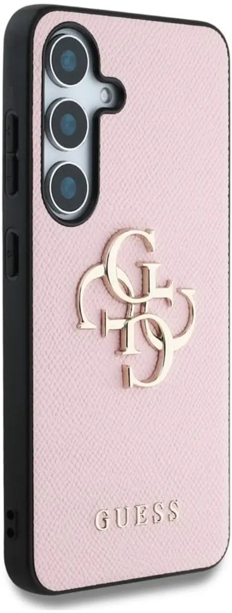 Guess 4G Metal Logo Saffiano Hoesje - Samsung Galaxy S25 Plus - Roze - GUHCS25MPGT4MBP